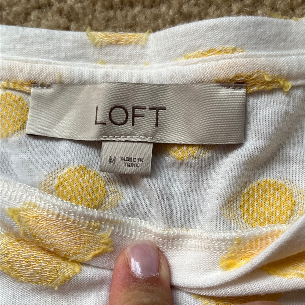 LOFT White and Yellow Polka Dot Blouse - Picture 3 of 6
